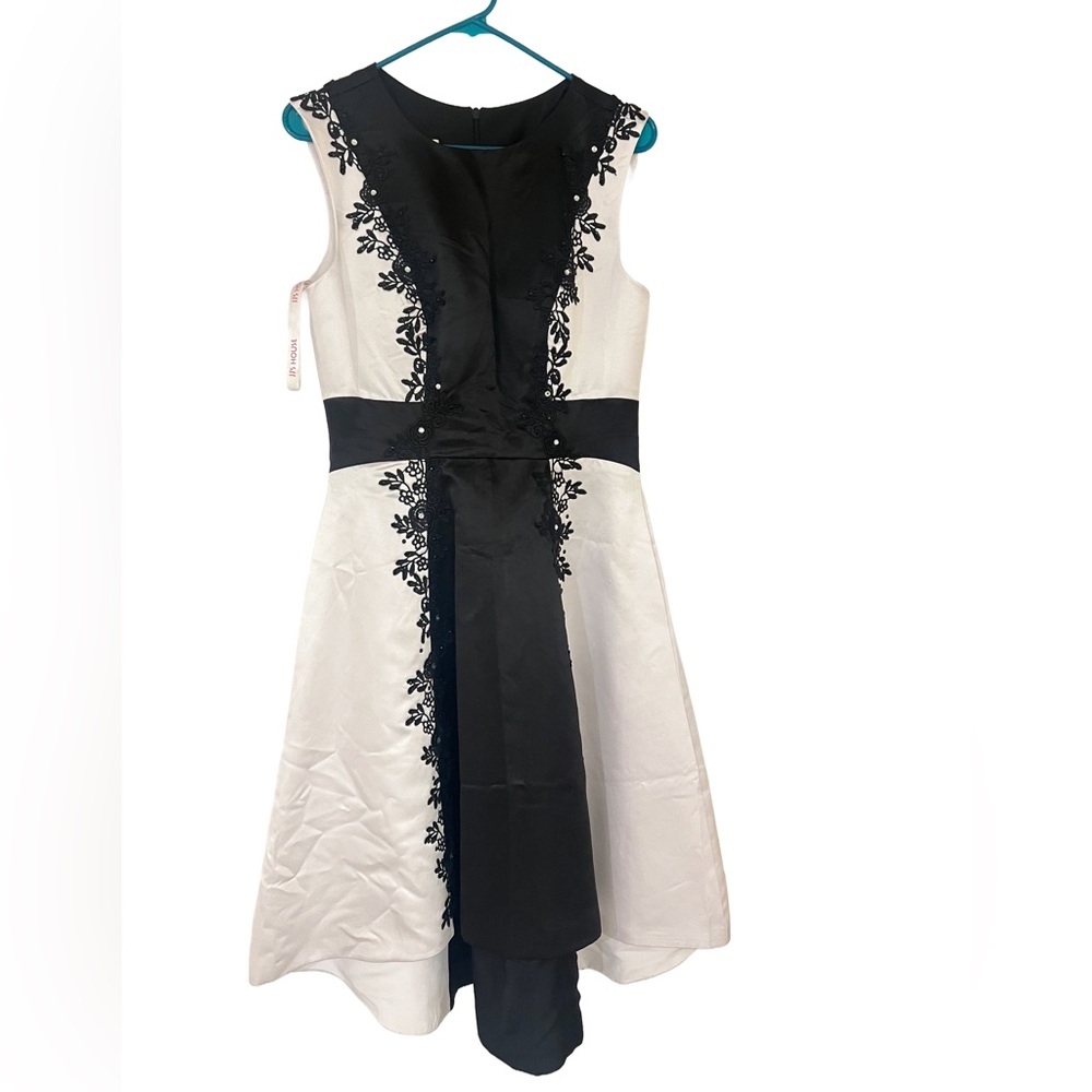 JJs House Elegant Black and White High Low Dress